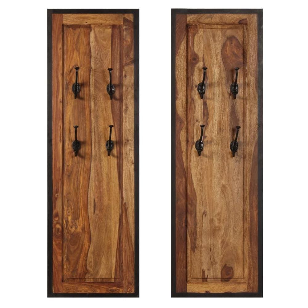 Appendiabiti 2 Pz In Legno Massello Di Sheesham - Foto 2