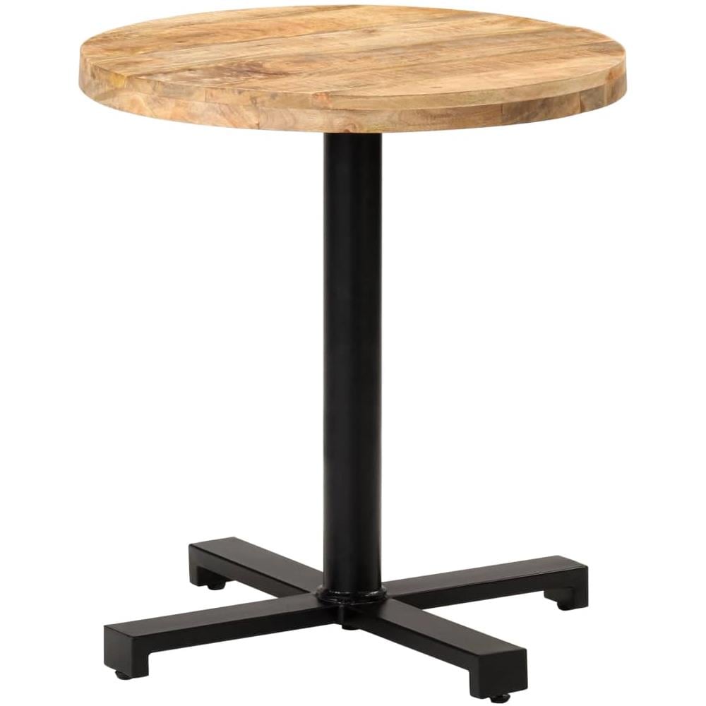 Tavolino Da Bistrot Rotondo 70x75 Cm In Legno Di Mango Grezzo - Foto 1