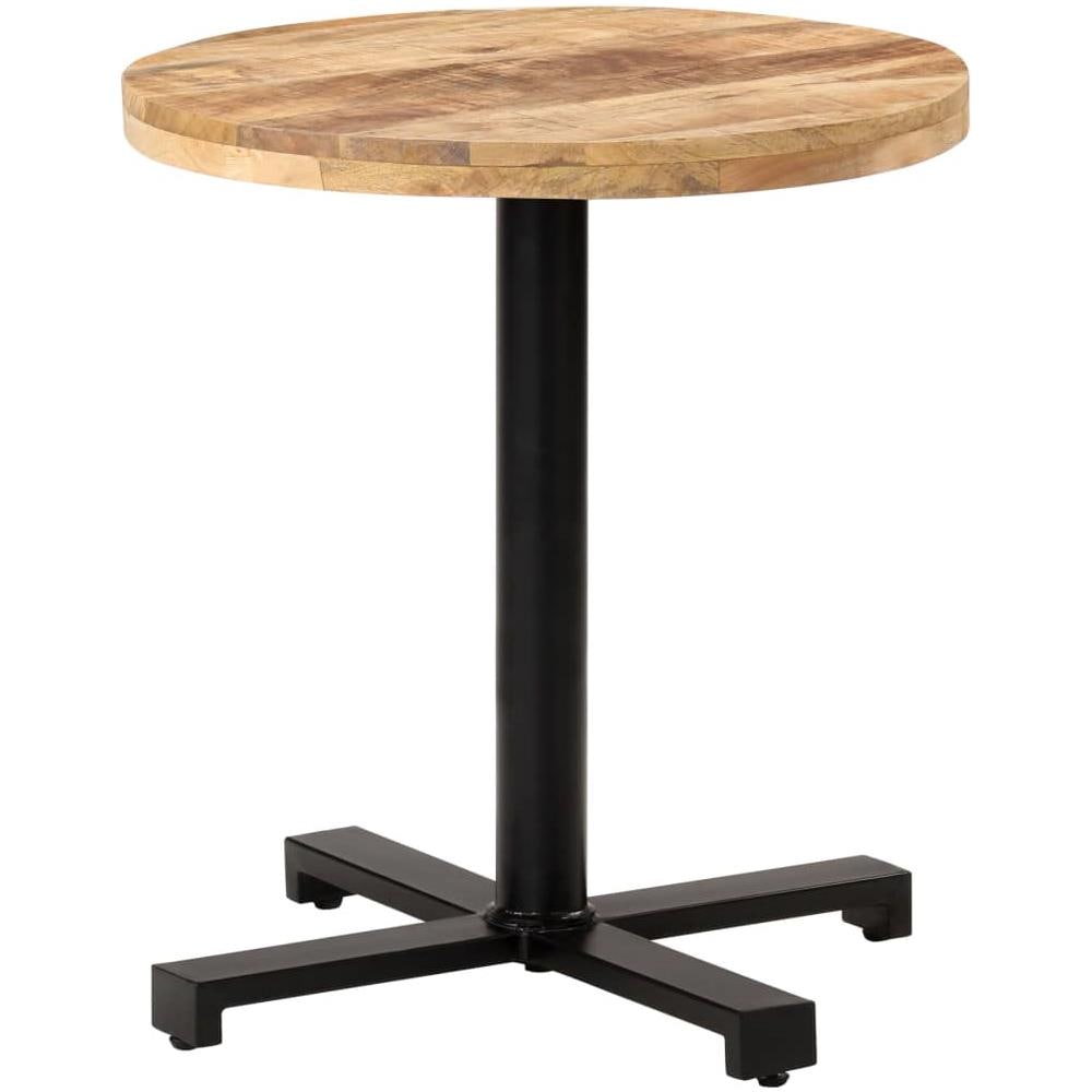 Tavolino Da Bistrot Rotondo 70x75 Cm In Legno Di Mango Grezzo - Foto 8