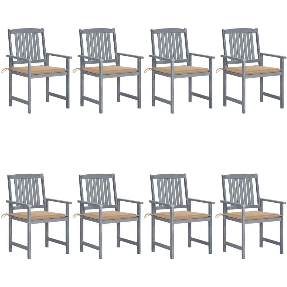 Sedie da Giardino con Cuscini 8 pz in Massello di Acacia Grigie - Foto 1