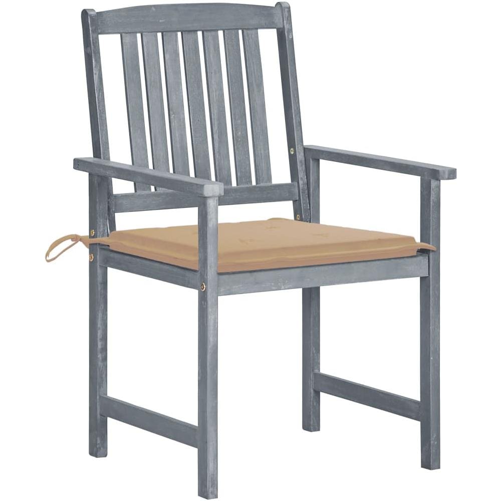 Sedie da Giardino con Cuscini 8 pz in Massello di Acacia Grigie - Foto 2