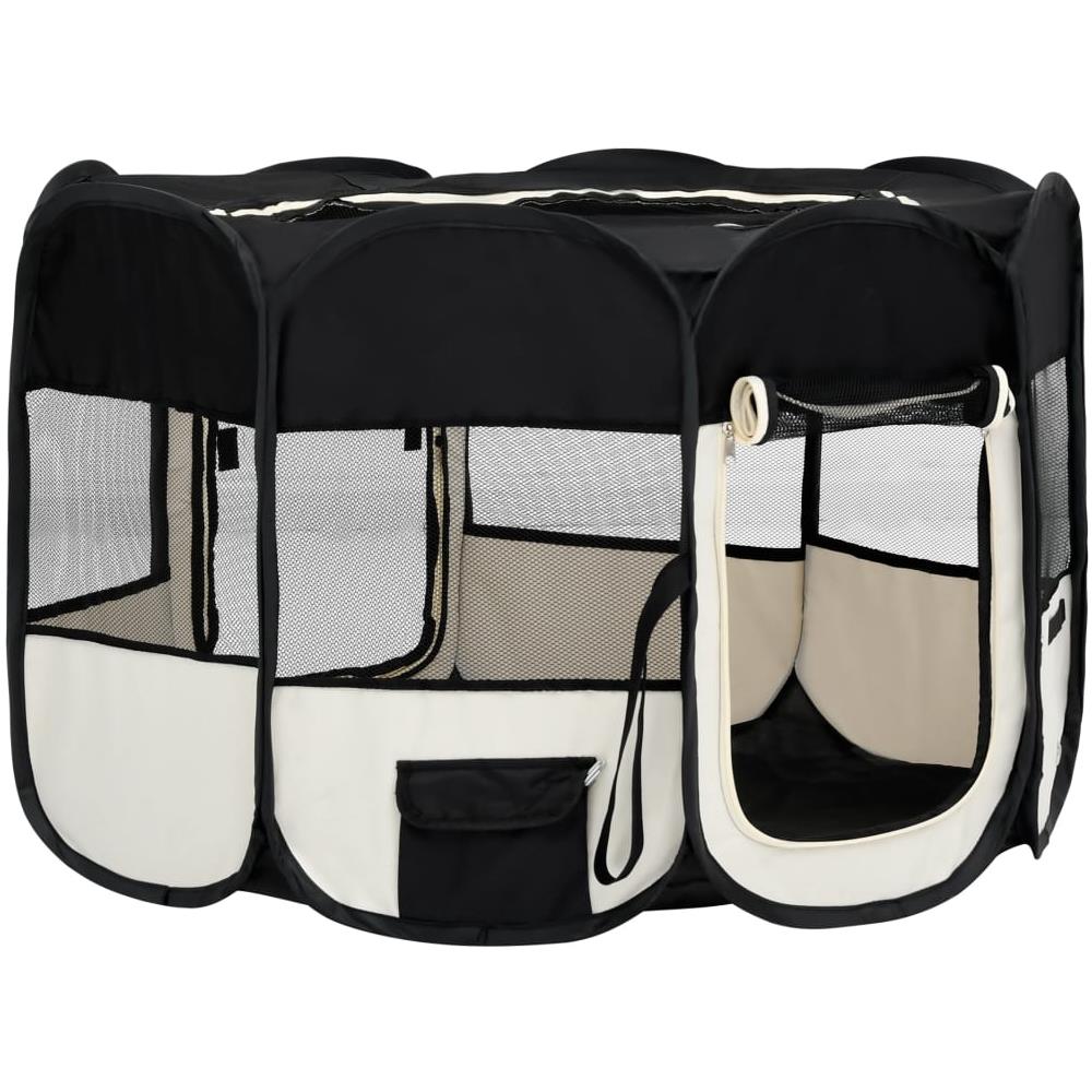 Box per Cani Pieghevole con Borsa Trasporto Nero 125x125x61 cm - Foto 1