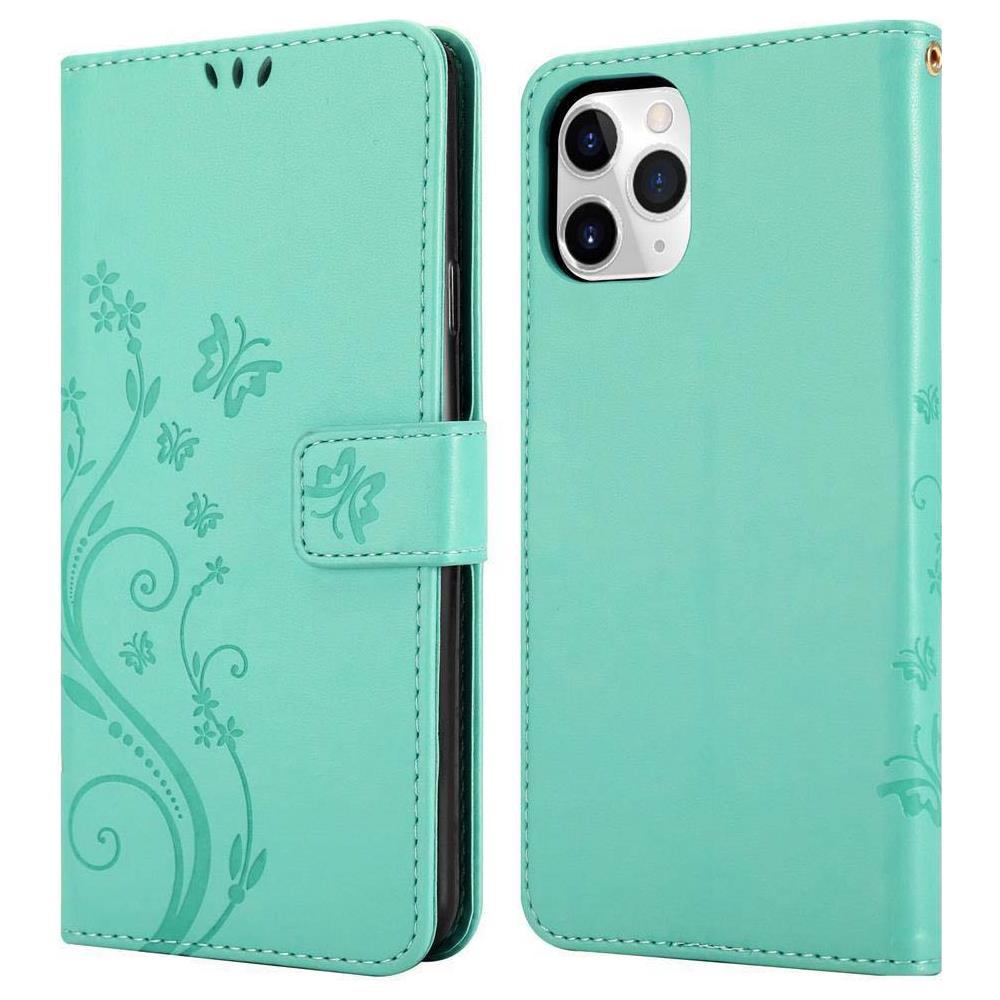 Cadorabo Custodia Compatibile Con Apple Iphone 11 Pro Max (xi Pro Max) In Turchese Fiore - Coperchio Protettivo In Design Floreale Con Chiusura Magnetica, Funzione Stand E Slot Per Carte - Foto 8