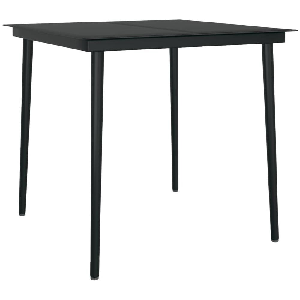 Tavolo Da Giardino Nero 80x80x74 Cm In Acciaio E Vetro - Foto 2