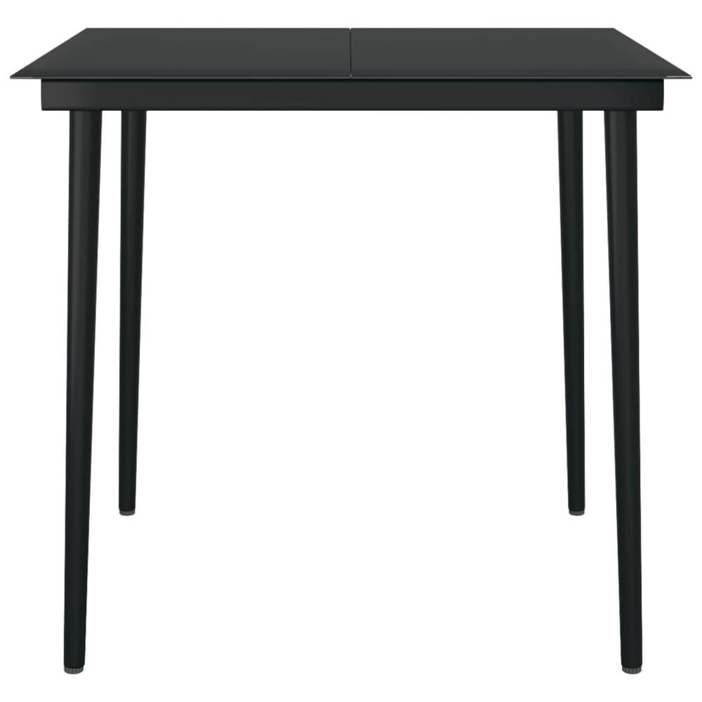 Tavolo Da Giardino Nero 80x80x74 Cm In Acciaio E Vetro - Foto 3