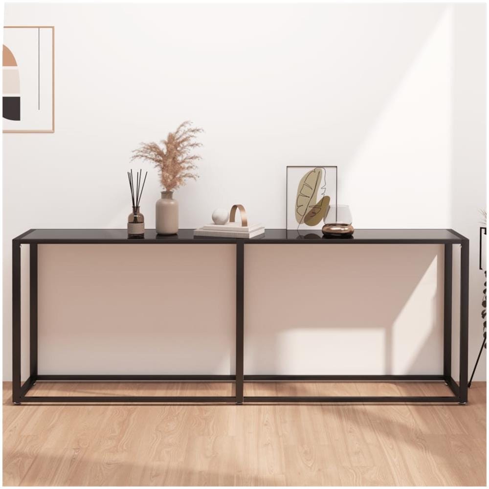 Tavolo Consolle Nero 200x35x75,5 Cm In Vetro Temperato - Foto 1