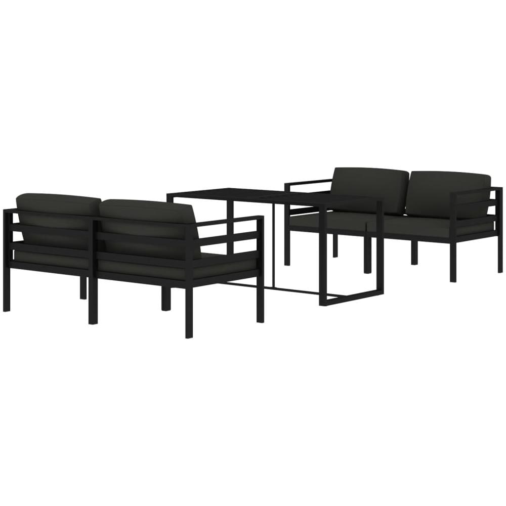 Set Divani Da Giardino 5 Pz Con Cuscini In Alluminio Antracite - Foto 2
