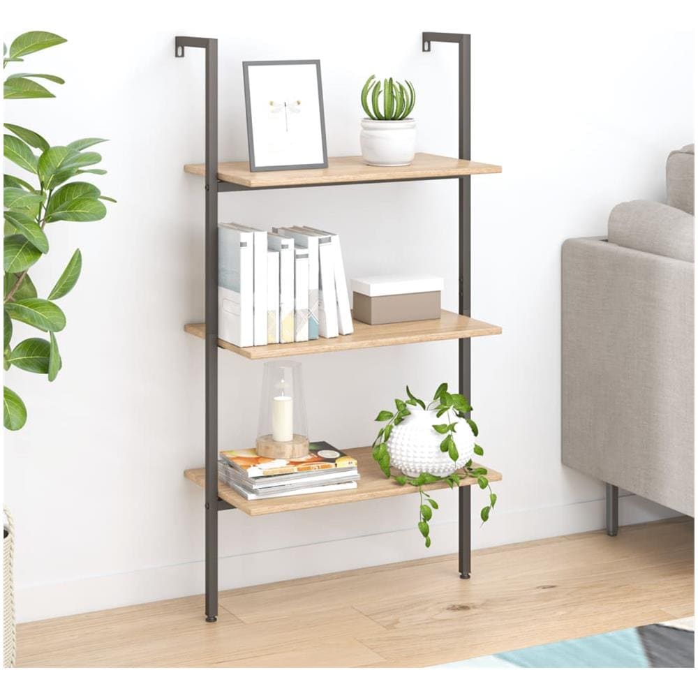 Scaffale Pendente 3 Livelli Marrone Chiaro E Nero 64x35x120,5cm - Foto 1