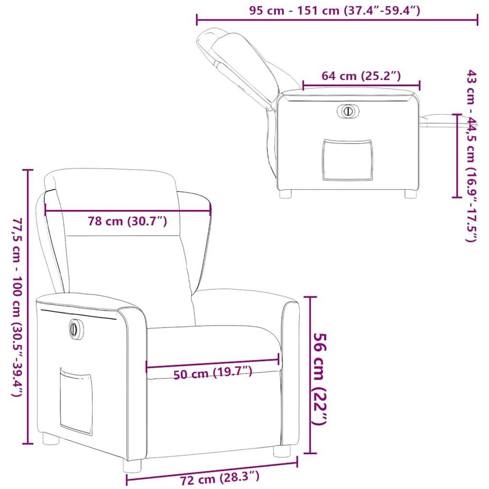 Poltrona Elettrica Reclinabile Tortora in Tessuto - Foto 10