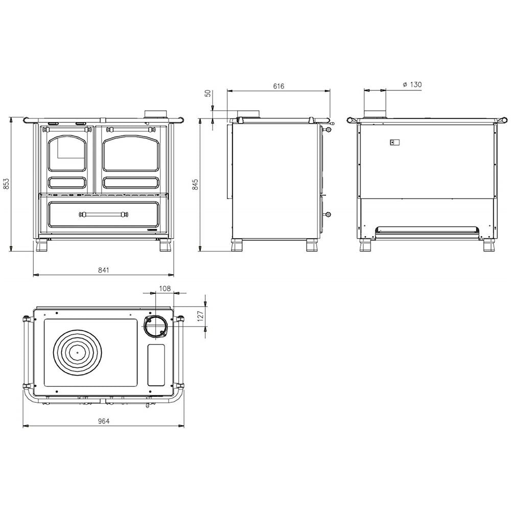 Cucina a Legna Family 4,5 Acciaio Porcellanato Potenza Termica Nominale 9 kW 258 m3 Riscaldabili Colore Cappuccino - Foto 2