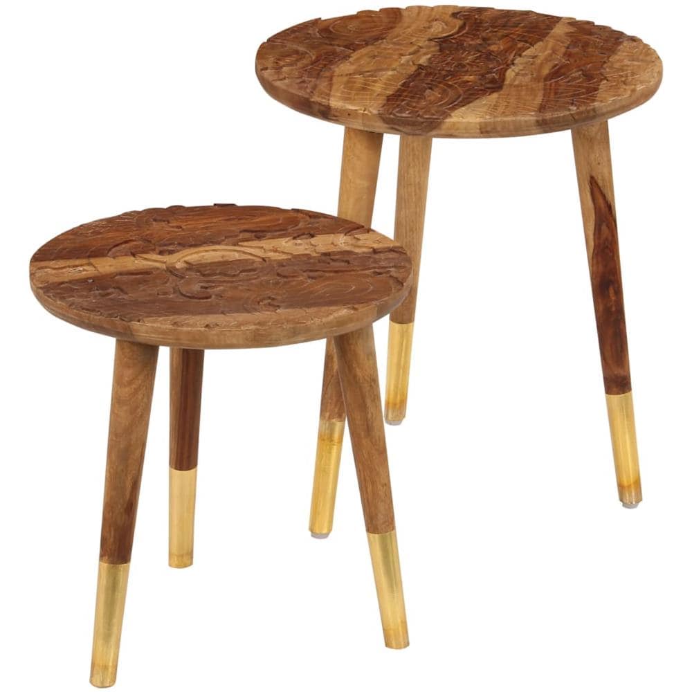 Tavolini Da Caffè 2 Pz In Legno Massello Di Sheesham - Foto 1