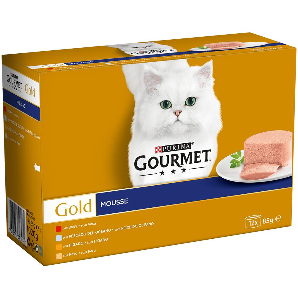 Gold Mousse Multipack: Manzo, Pesce, Fegato, Tacchino12x85 Gr - Foto 1