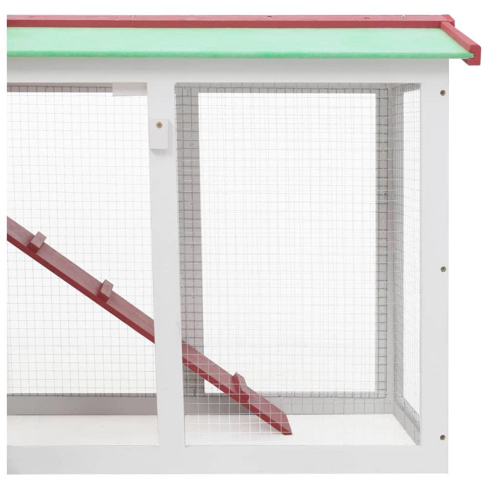 Conigliera per Esterni Grande Rossa e Bianca 145x45x84 cm Legno - Foto 2