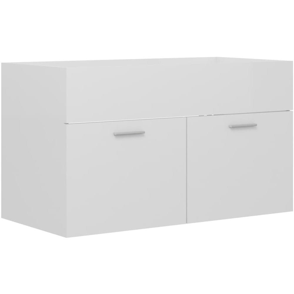 Mobile Sottolavabo Bianco Lucido 80x38,5x46cm Legno Multistrato - Foto 2