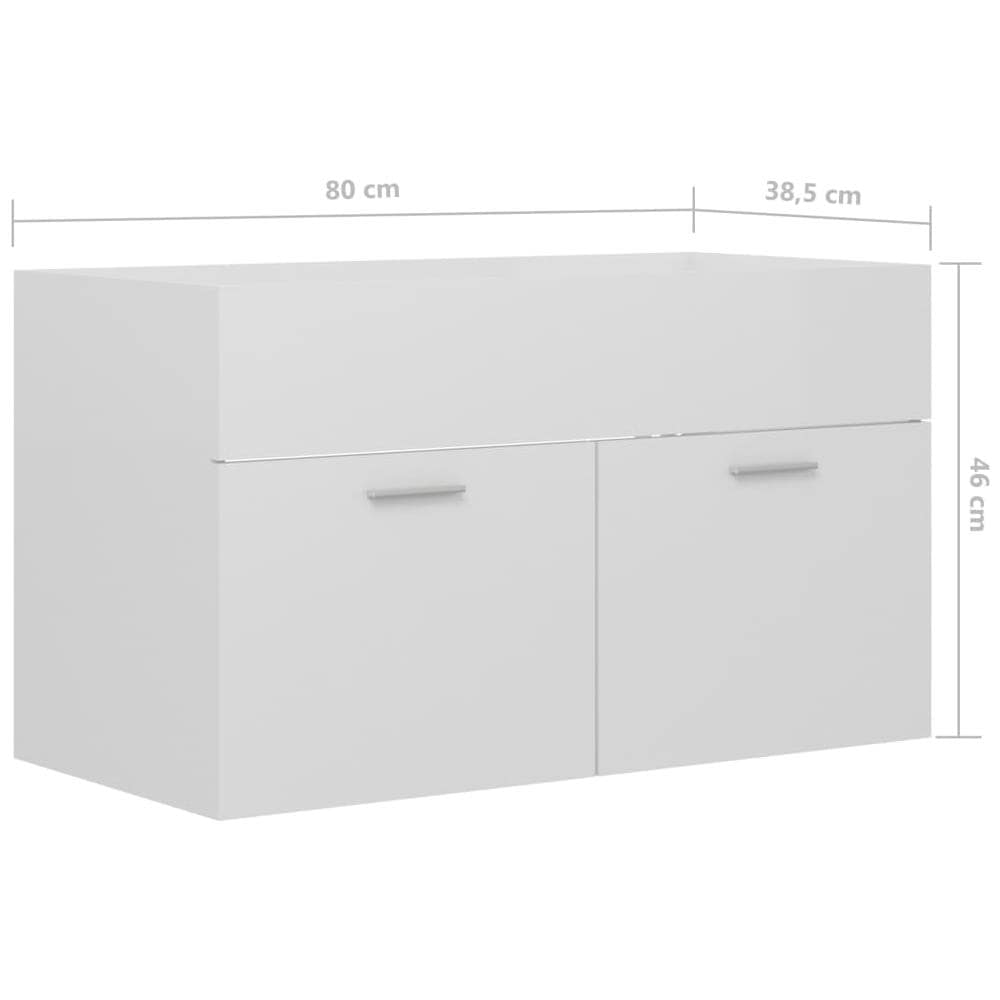 Mobile Sottolavabo Bianco Lucido 80x38,5x46cm Legno Multistrato - Foto 8