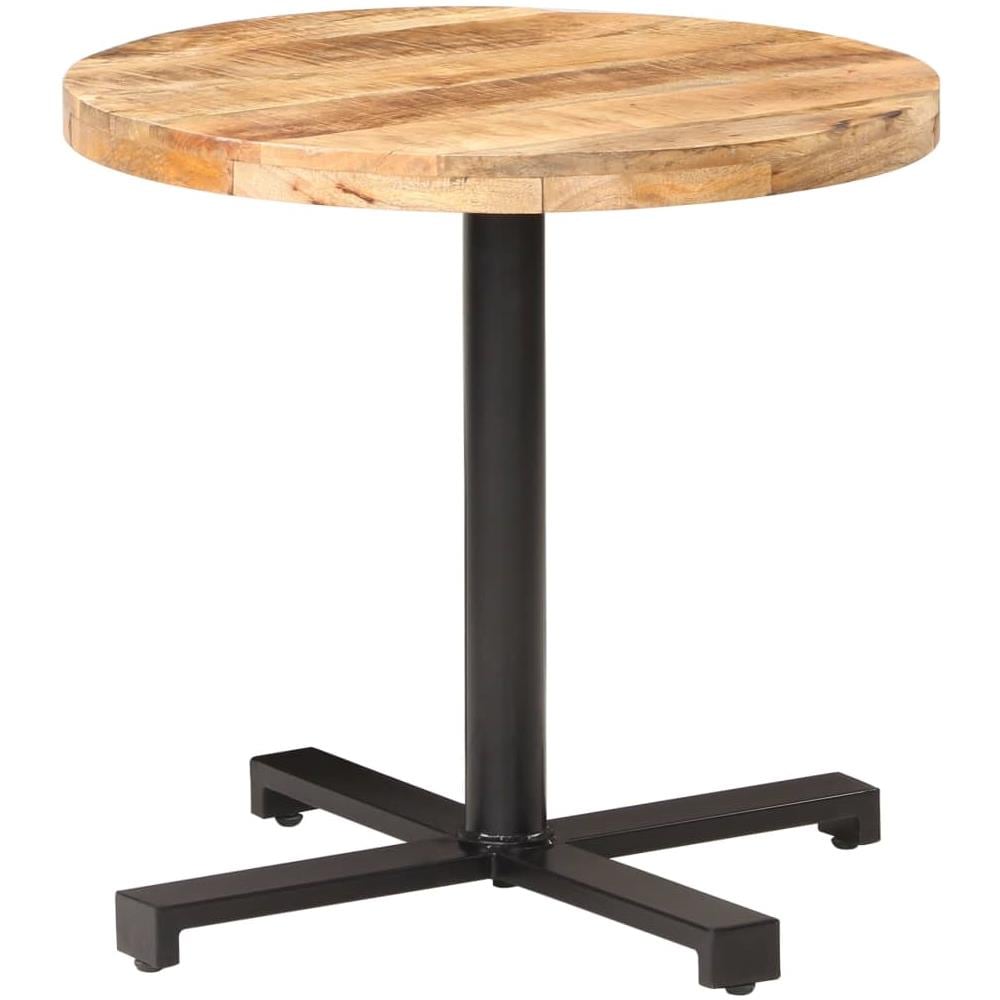 Tavolino Da Bistrot Rotondo 80x75 Cm In Legno Di Mango Grezzo - Foto 1