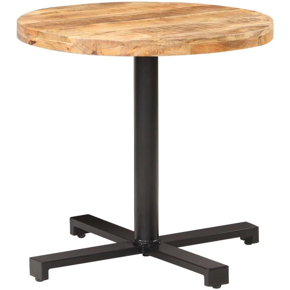 Tavolino Da Bistrot Rotondo 80x75 Cm In Legno Di Mango Grezzo - Foto 8