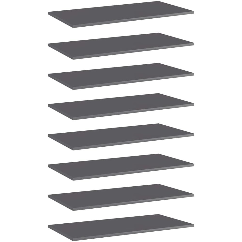 Ripiani per Libreria 8pz Grigio Lucido 80x40x1,5cm Multistrato - Foto 1