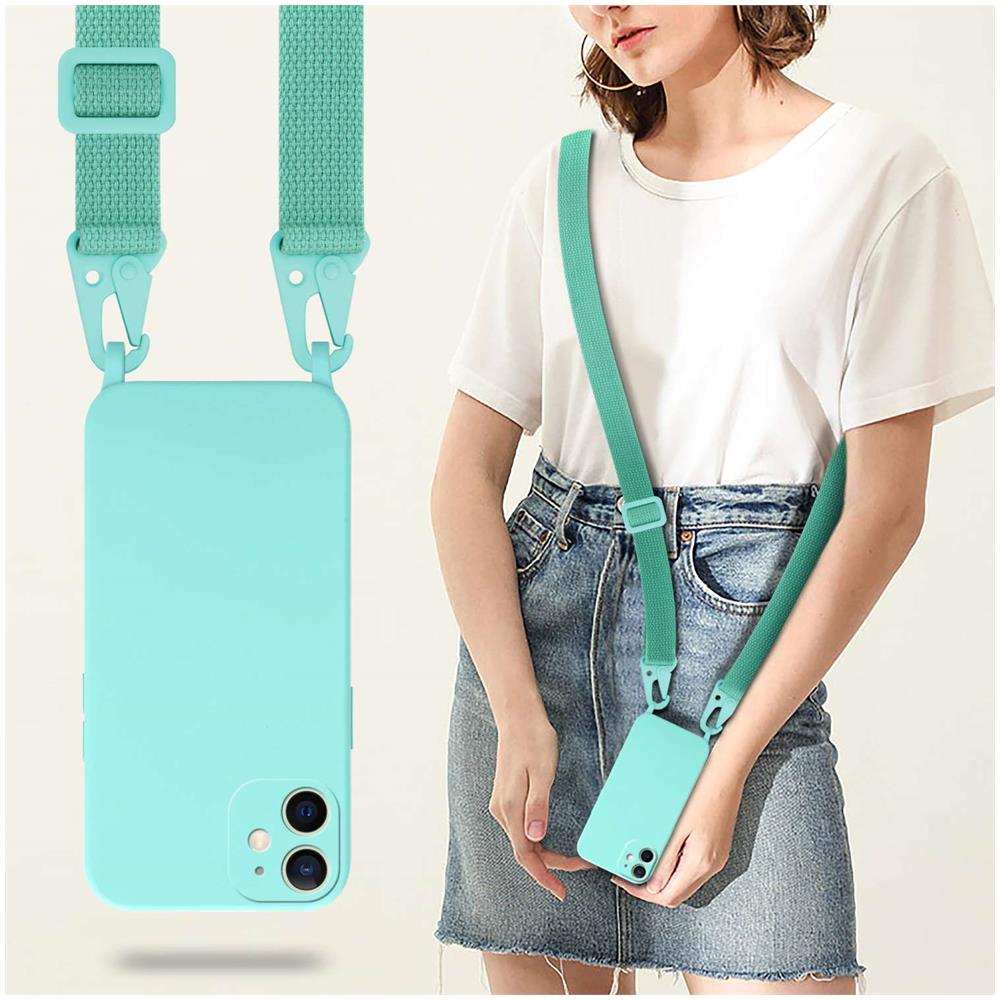 Catena Di Telefoni Cellulari Compatibile Con Apple Iphone 12 Mini In Liquid Turchese - Coperchio Di Protezione In Silicone Con Cordino Regolabile In Lunghezza - Foto 7