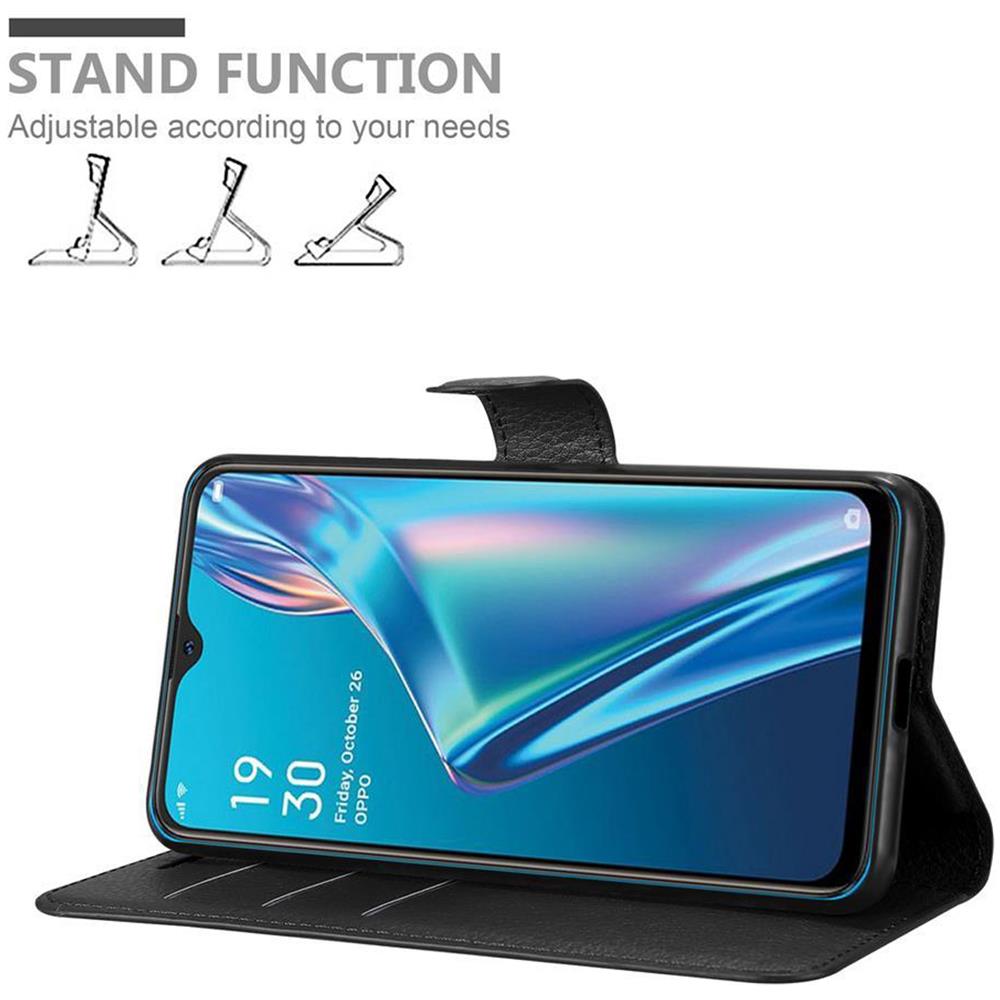 Custodia Compatibile Con Oppo A12 In Nero Carbone - Coperchio Protettiva Con Chiusura Magnetica, Funzione Stand E Tasca Per Le Carte - Foto 2
