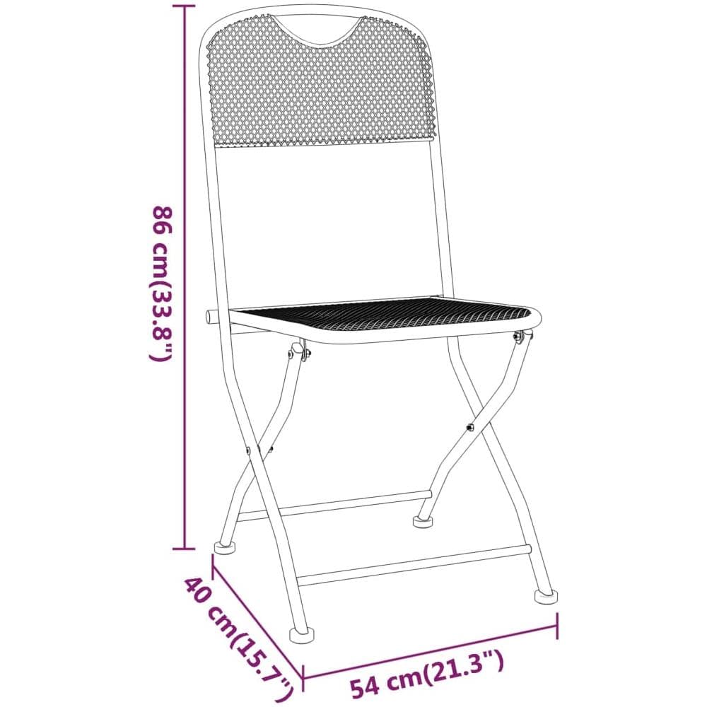 Sedie Giardino Pieghevoli 2 Pz Rete Metallica Espansa Antracite - Foto 6