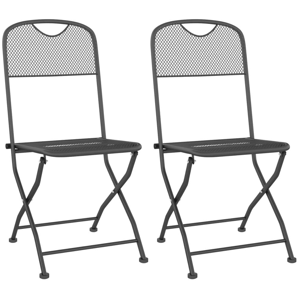 Sedie Giardino Pieghevoli 2 Pz Rete Metallica Espansa Antracite - Foto 1