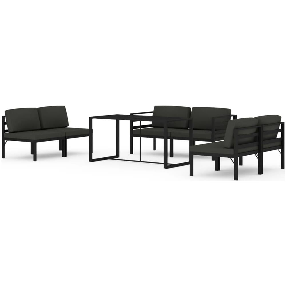 Set Divani Da Giardino 7 Pz Con Cuscini In Alluminio Antracite - Foto 1