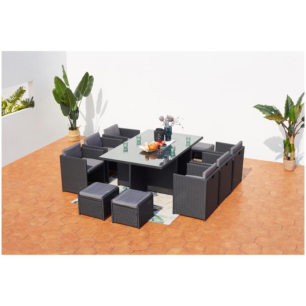 Salotto Da Giardino A Incasso 10 Posti Resina Intrecciata Nero/grigio Miami - Foto 8