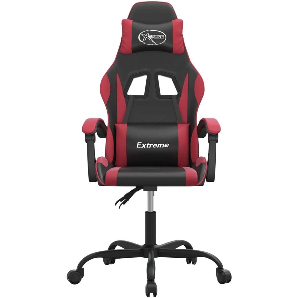 Sedia Da Gaming Girevole Nero E Rosso Vino In Similpelle - Foto 3