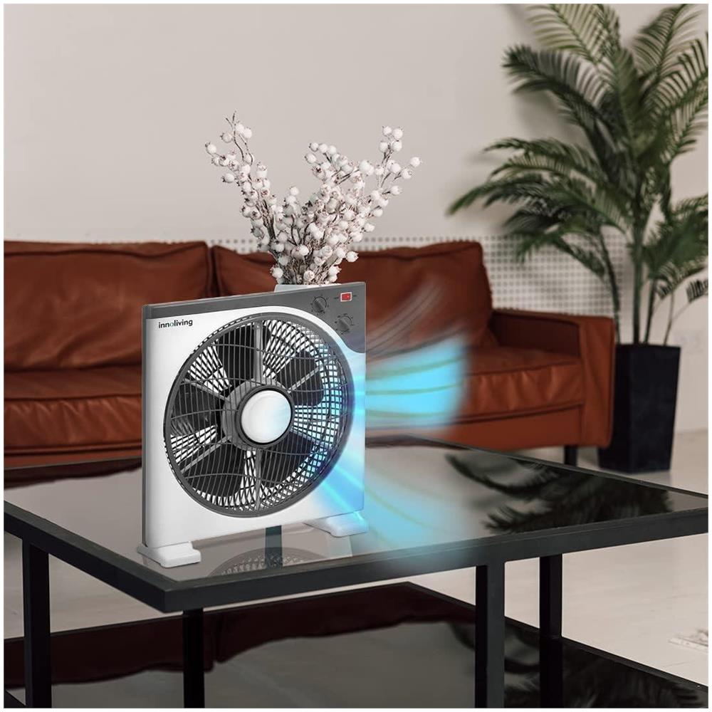 Ventilatore Box INN-505 con Rotazione 360° Griglia Frontale Potenza 45W Colore Bianco /Grigio - Foto 3