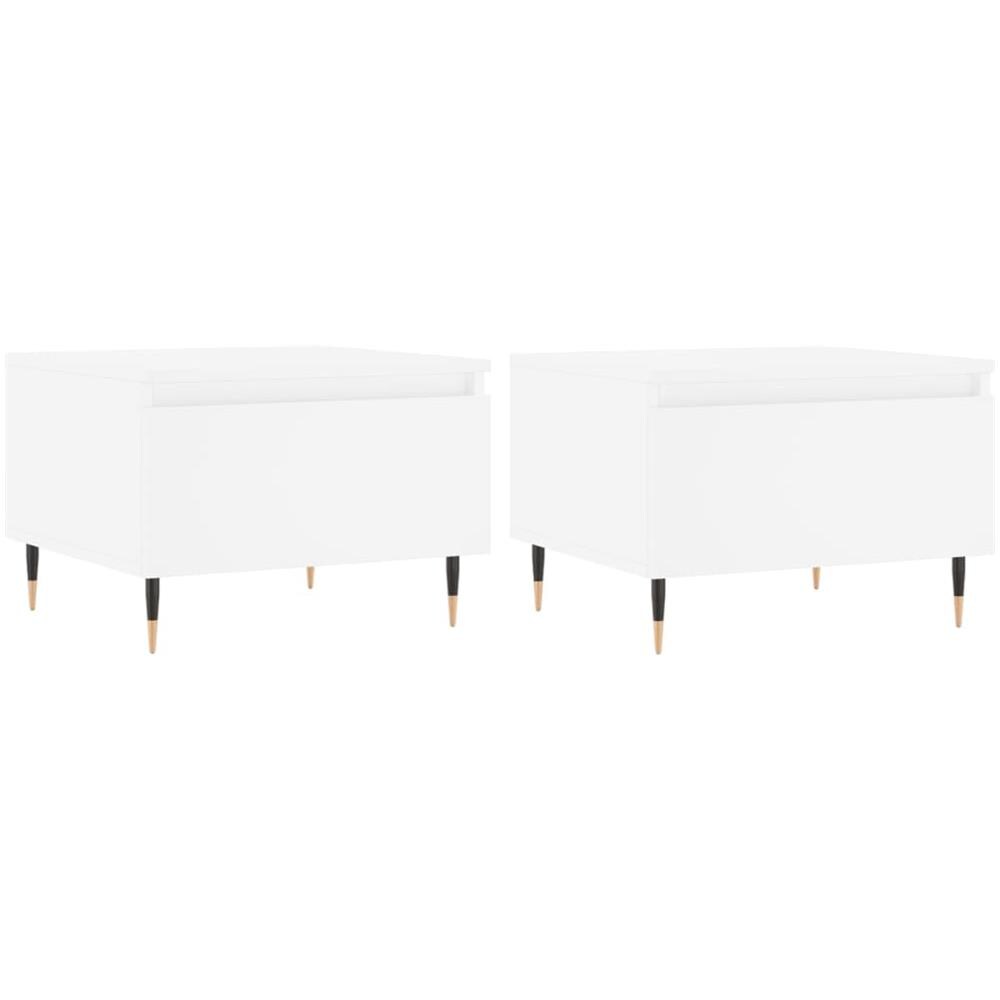 Tavolini Da Salotto 2pz Bianchi 50x46x35cm In Legno Multistrato - Foto 2