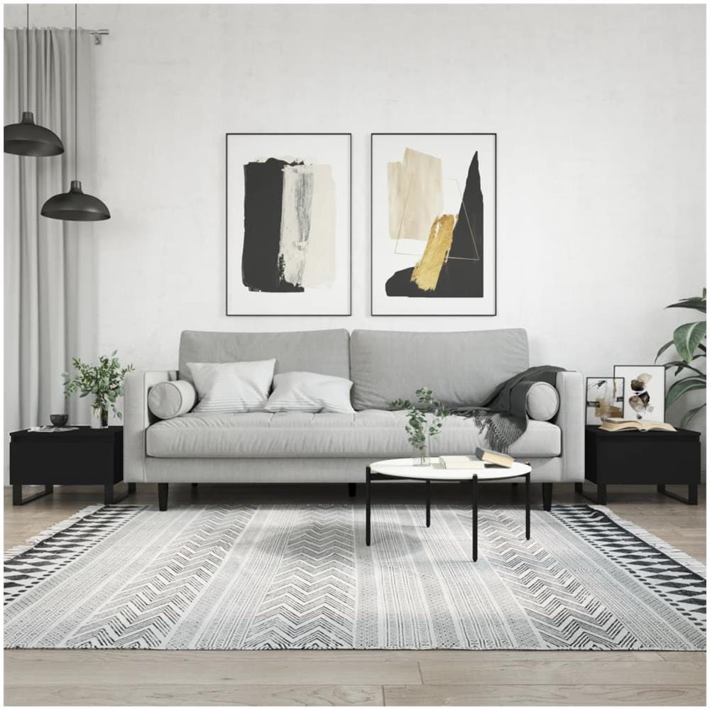 Tavolini Da Salotto 2pz Neri 50x46x35 Cm In Legno Multistrato - Foto 1