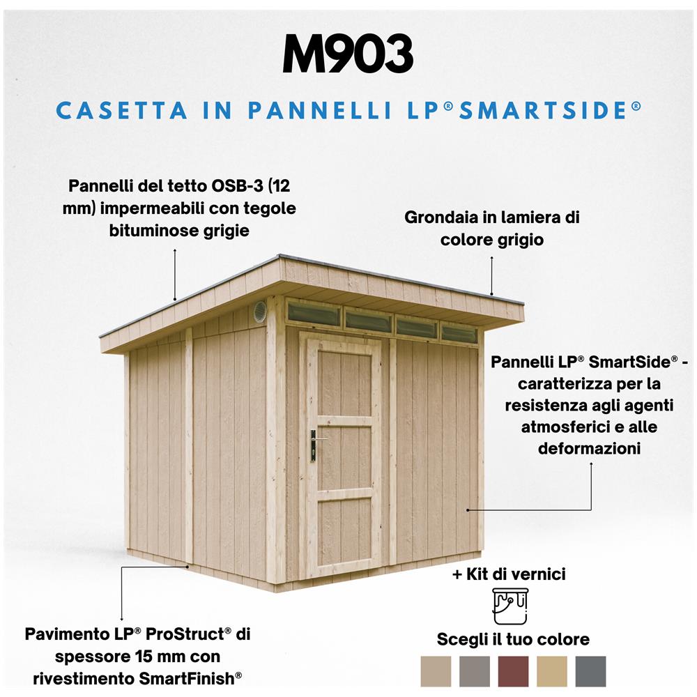 Casetta da giardino con pannelli in legno Lp Smartside 5,9 m² con pavimento e piastrelle bituminose - L161x294x239 cm - M903 - Cavern Steel - Foto 8