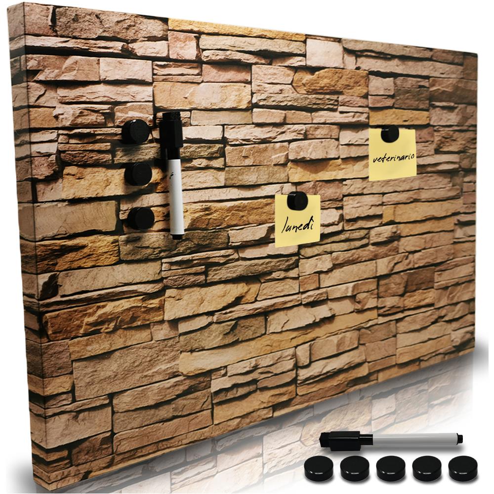 Lavagna Magnetica Design Mattoni 60x40cm Con 1 Pennarello Cancellabile 5 Magneti - Foto 1