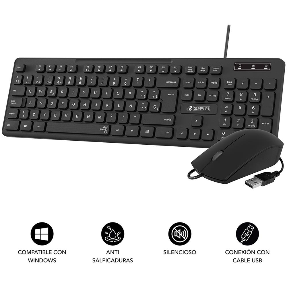 Tastiera e Mouse USB SUBKBC-CSSK01  per Universale (Layout Spagnolo) Colore Nero - Foto 2