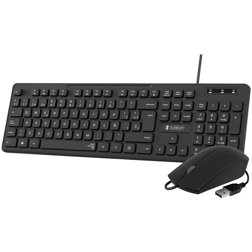 Tastiera e Mouse USB SUBKBC-CSSK01  per Universale (Layout Spagnolo) Colore Nero - Foto 1