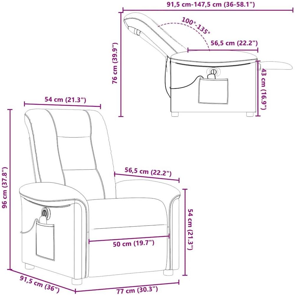 Poltrona Massaggiante Reclinabile Elettrica Tortora in Tessuto - Foto 10