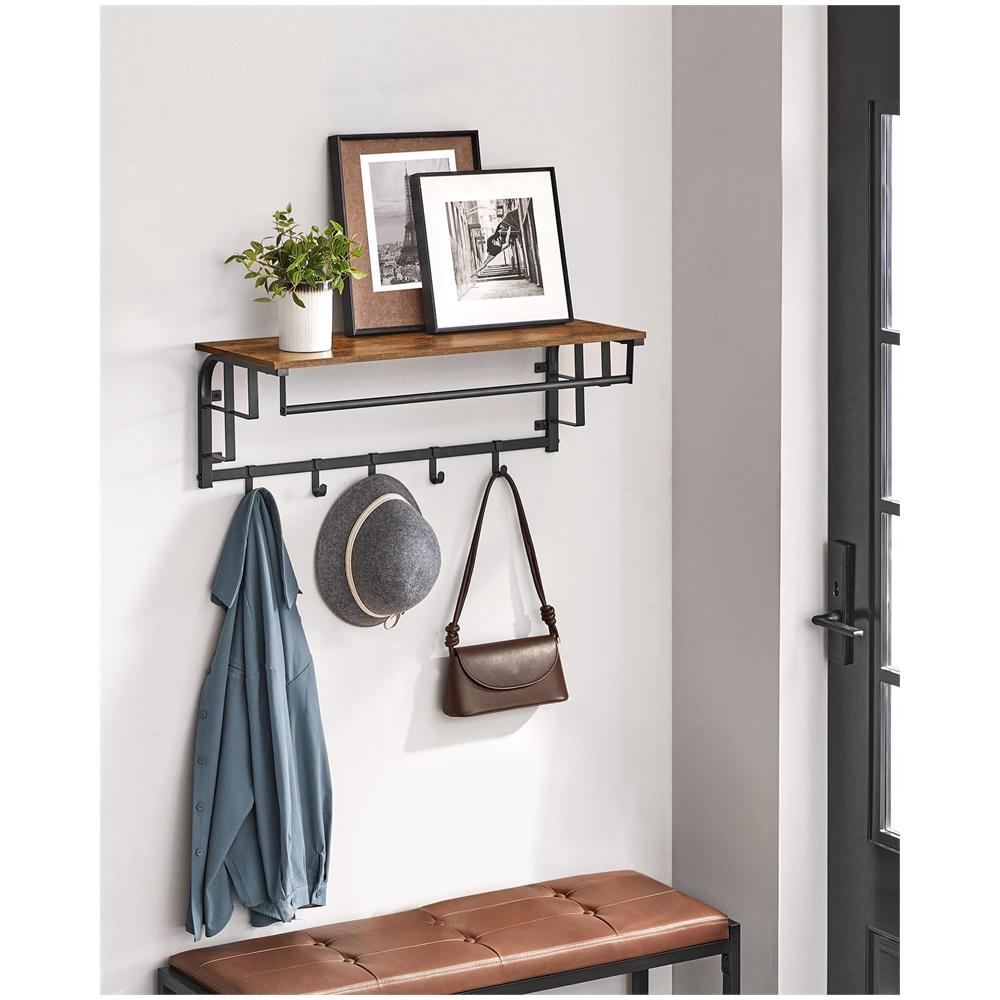 Mensola Valora con appendini LCR102B01 Mensola da parete con struttura in metallo marrone rustico - Foto 2