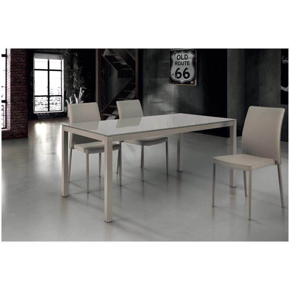 Bennett - Tavolo Da Pranzo Moderno Allungabile In Acciaio E Vetro - Foto 3
