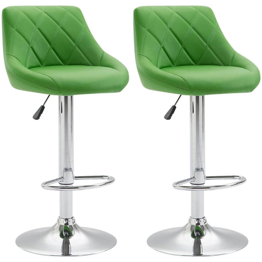 2X Sgabelli Design Lazio in Similpelle - Sedie Cucina Girevoli e Regolabili (83-104 cm) con Poggiapiedi I Sgabelli Bar Imbottiti (2 Pezzi) Verde - Foto 1