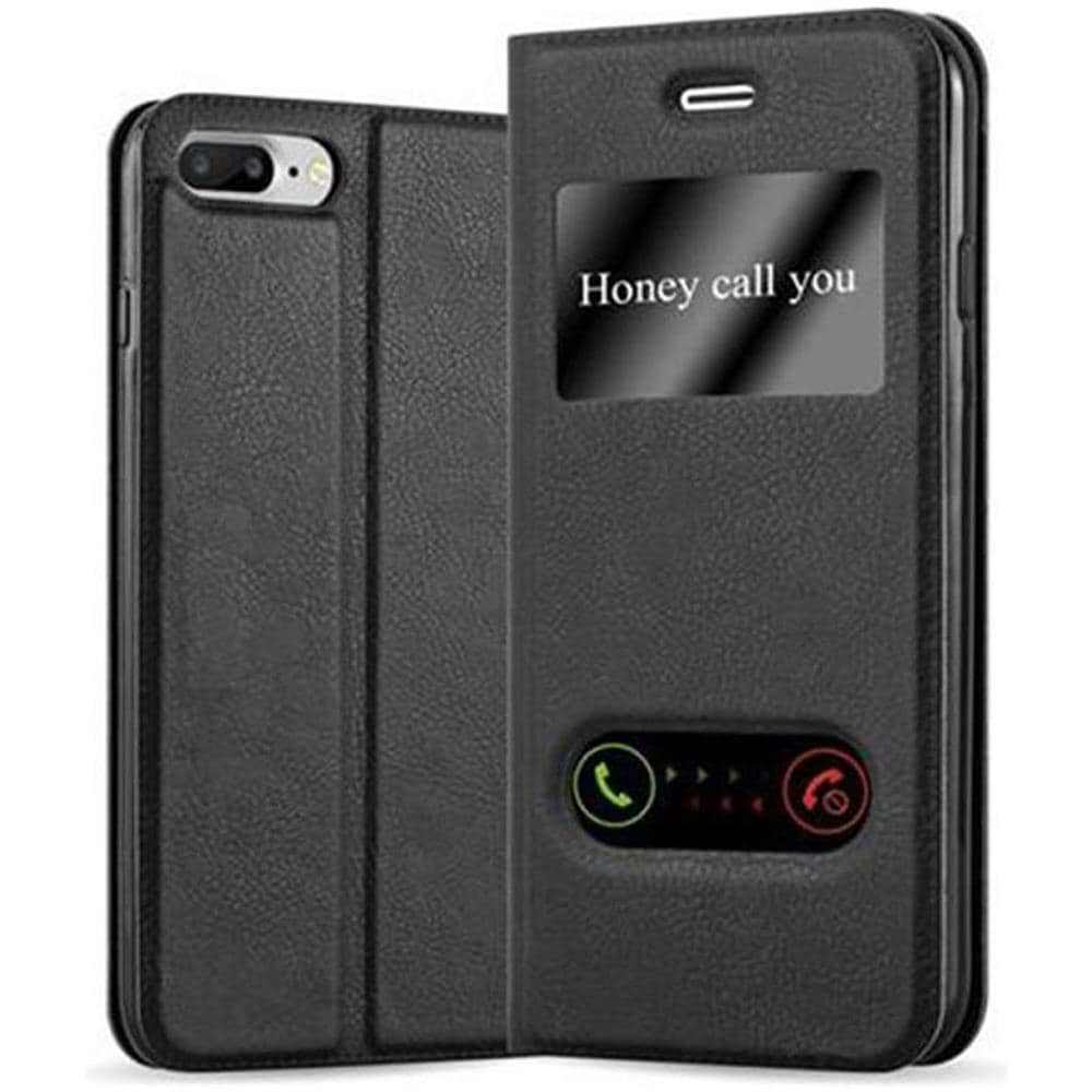 Custodia Compatibile Con Apple Iphone 8 Plus / Iphone 7 Plus / Iphone 7s Plus In Nero Cometa - Coperchio Protettivo Con Chiusura Magnetica, Funzione Stand E 2 Finestre Di Visualizzazione - Foto 1