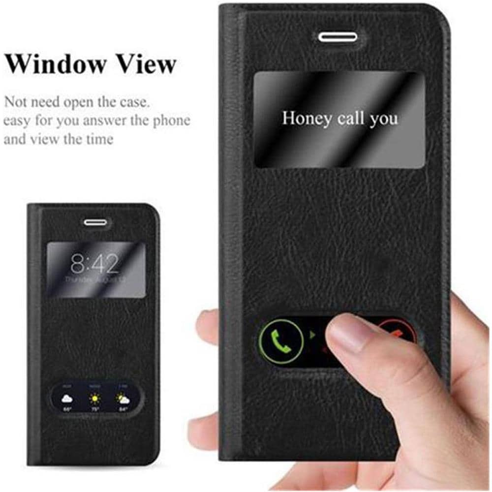 Custodia Compatibile Con Apple Iphone 8 Plus / Iphone 7 Plus / Iphone 7s Plus In Nero Cometa - Coperchio Protettivo Con Chiusura Magnetica, Funzione Stand E 2 Finestre Di Visualizzazione - Foto 2