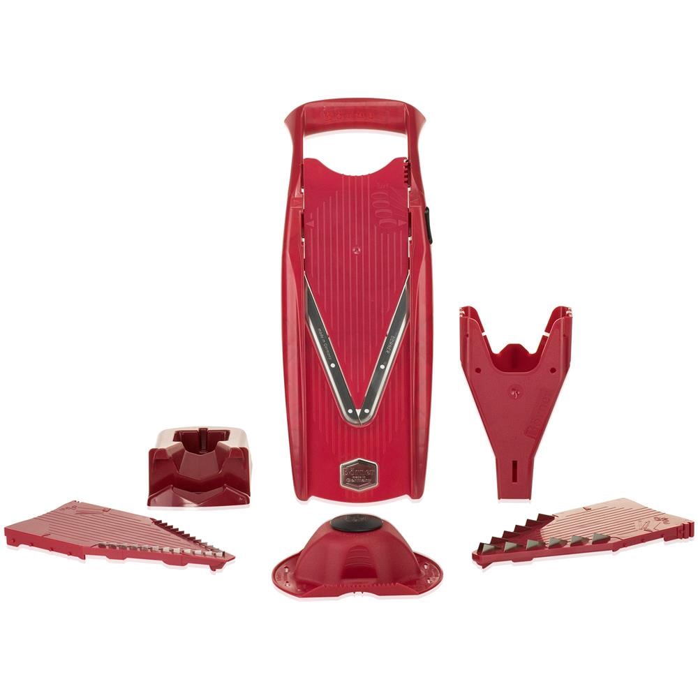 Affettatrice di verdure V5 Powerline set professionale affettatrice di cetriolo verde affettatrice friggitrice affettatrice di verdure affettatrice di frutta vegan | rosso - Foto 1