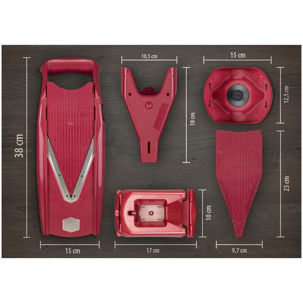 Affettatrice di verdure V5 Powerline set professionale affettatrice di cetriolo verde affettatrice friggitrice affettatrice di verdure affettatrice di frutta vegan | rosso - Foto 2