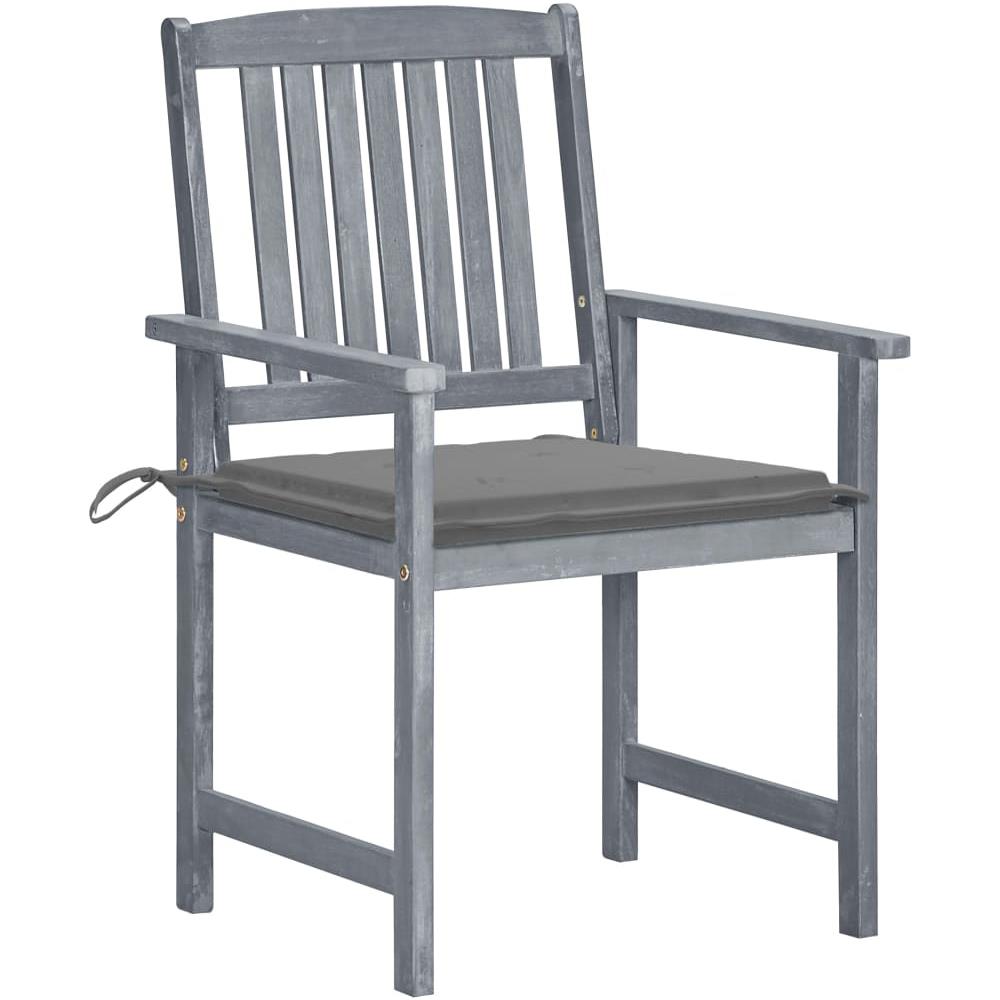 Sedie da Giardino con Cuscini 8 pz in Massello di Acacia Grigie - Foto 2