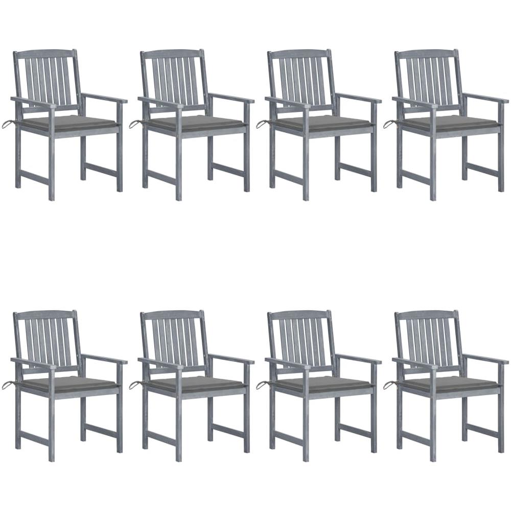 Sedie da Giardino con Cuscini 8 pz in Massello di Acacia Grigie - Foto 1