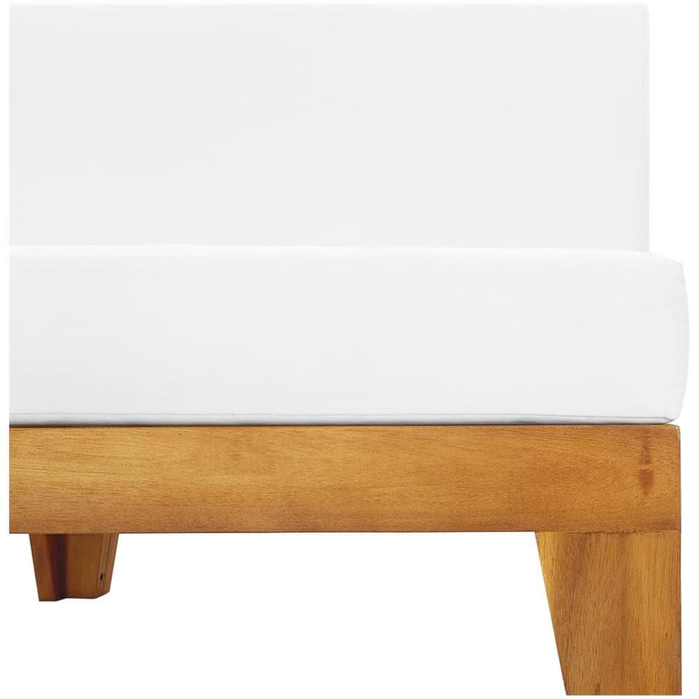 Divano Centrale Modulare Cuscini Bianco Crema Massello Acacia - Foto 2