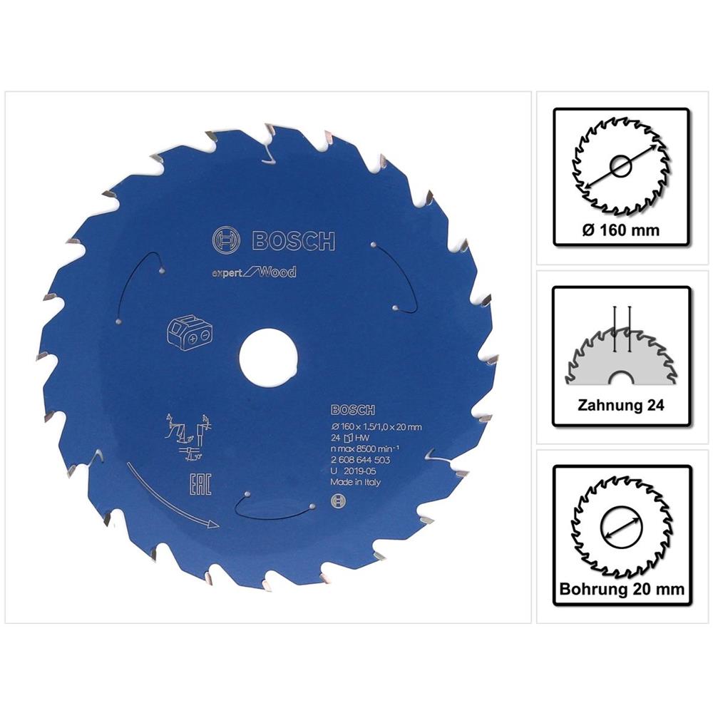 Lama Per Sega Circolare Expert For Wood 160 X 1,0 X 20 Mm 24 Denti (2608644503) - Foto 1
