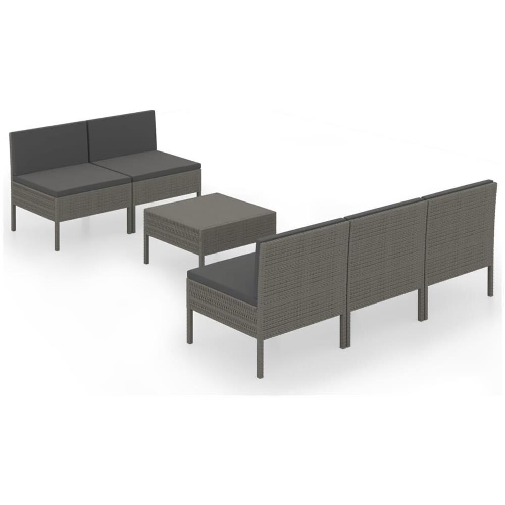 Set Divani Da Giardino 9 Pz Con Cuscini In Polyrattan Grigio - Foto 2