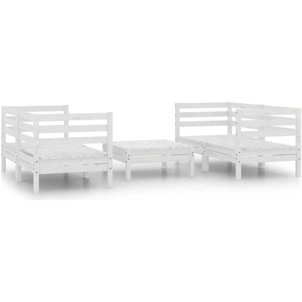 Set Divani Da Giardino 5 Pz Bianco In Legno Massello Di Pino - Foto 1